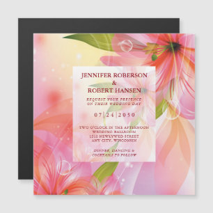 Carte magnétique Mariage Hibiscus rose