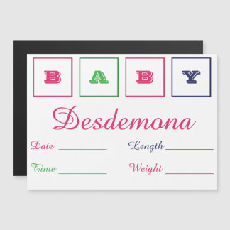 Carte magnétique mince pour bébé Faire-part de nai