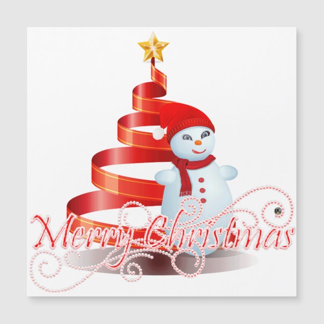 Carte magnétique mince Snowman de Noël (Devant)