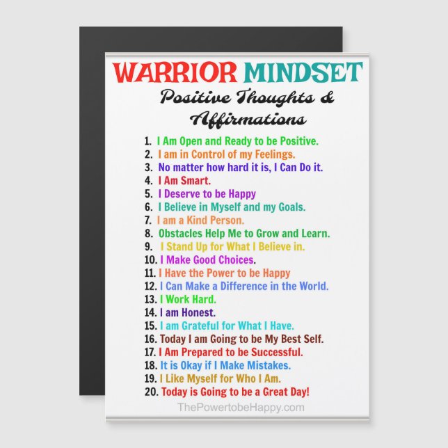 CARTE MAGNÉTIQUE MINDSET WARRIOR (Devant / Derrière)