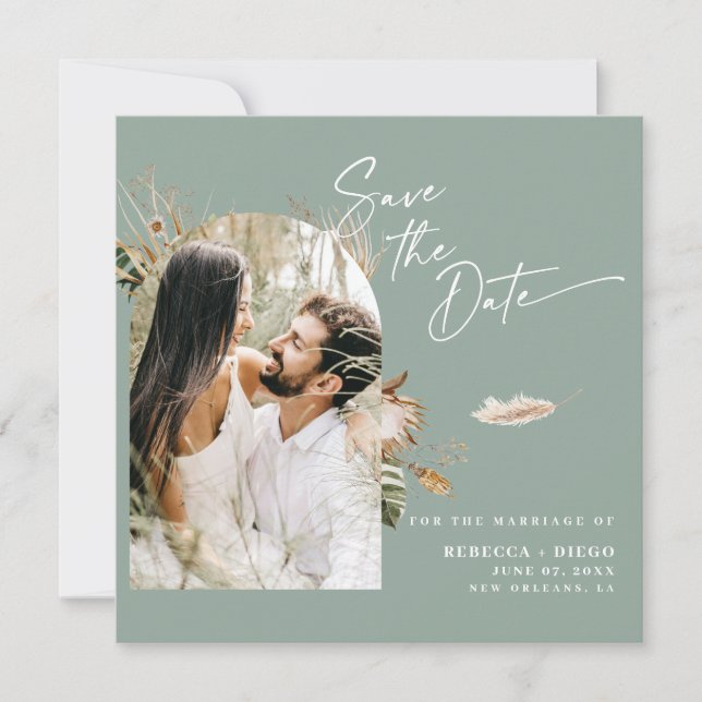 Carte magnétique moderne boho photo Save The Date  (Devant)