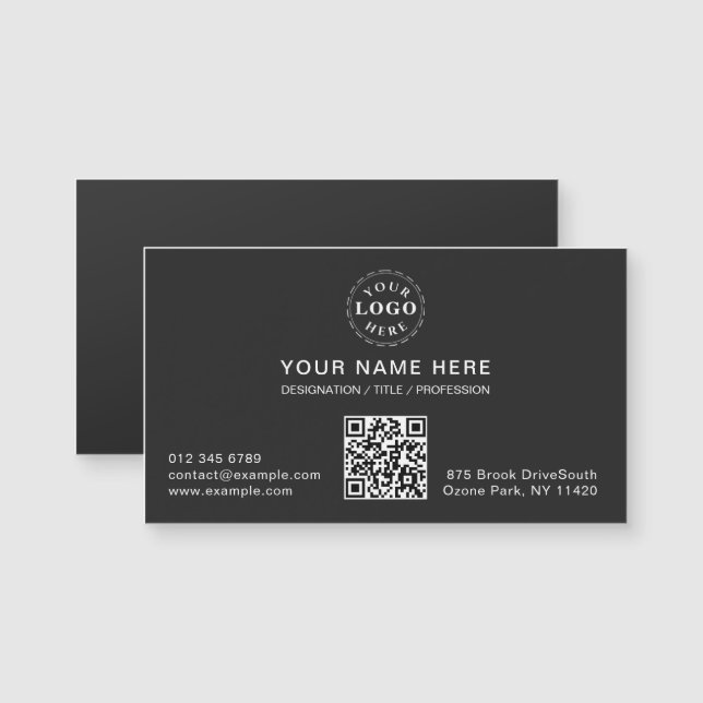 Carte magnétique noire mate avec vos informations (Devant / Derrière)