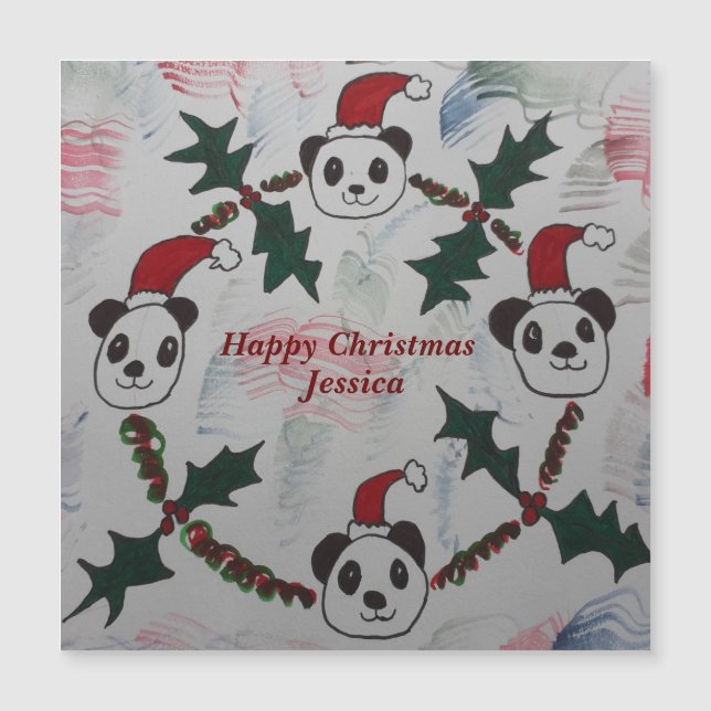 Carte magnétique Panda de Noël (Devant)