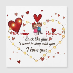 Carte magnétique personnalisée Cœurs d'amour de co