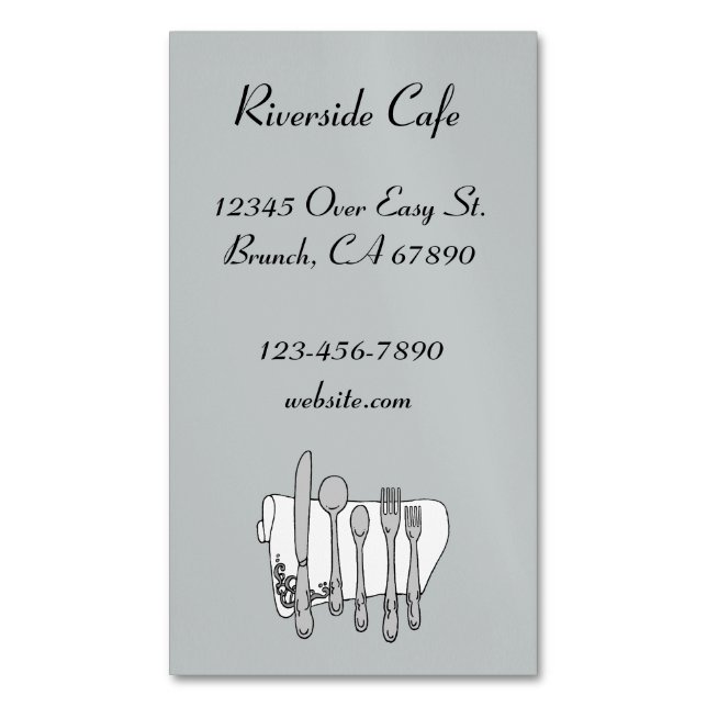 Carte magnétique personnalisée Silverware (devant Vertical)