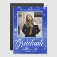 Carte magnétique photo de graduation Chic Blue Spa