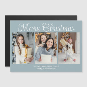 Carte magnétique photo de Noël Chic Dusty Blue 3