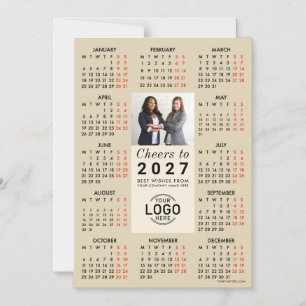 Carte magnétique photo logo beige Calendrier 2027
