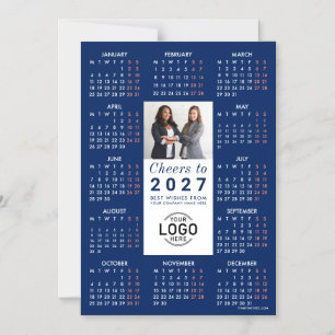 Carte magnétique photo logo bleu marine Calendrier