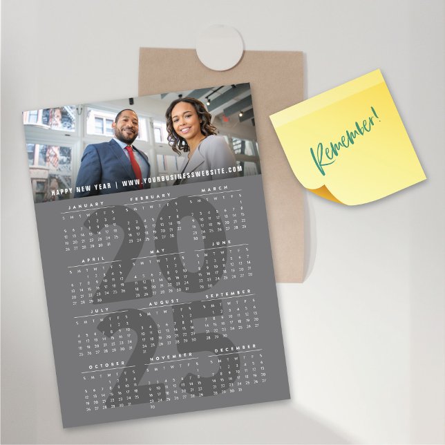 Carte magnétique photo moderne 2025 (Modern 2025 Calendar Holiday Photo Magnetic Card @ fat_fa_tin)