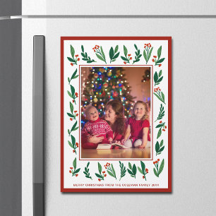 Carte magnétique photo Red Green Holly Berry Chris