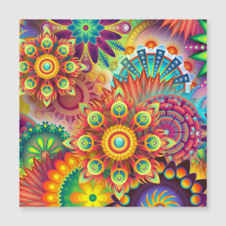Carte magnétique psychédélique Florale Mandala Col