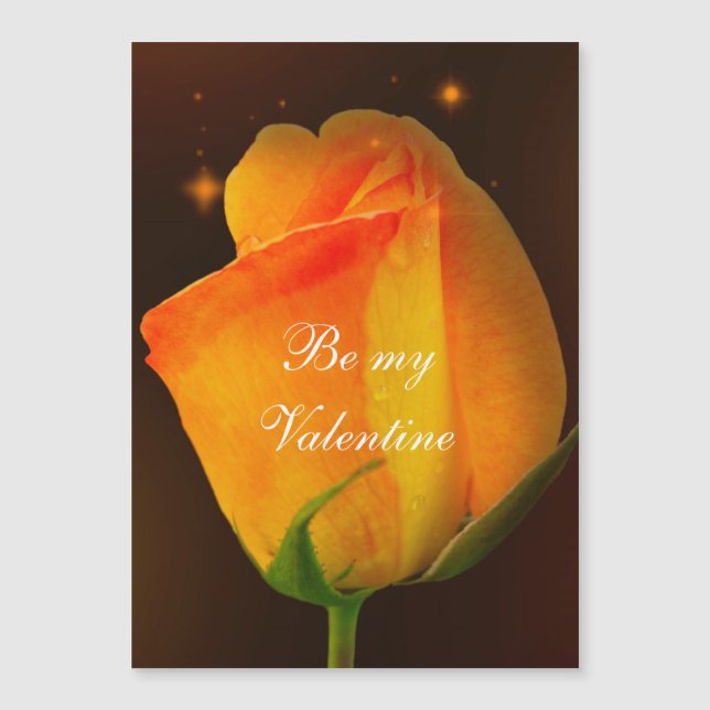 Carte magnétique Rose jaune Saint Valentin (Devant)