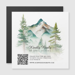 Carte magnétique RSVP Watercolor Mountain QR Code