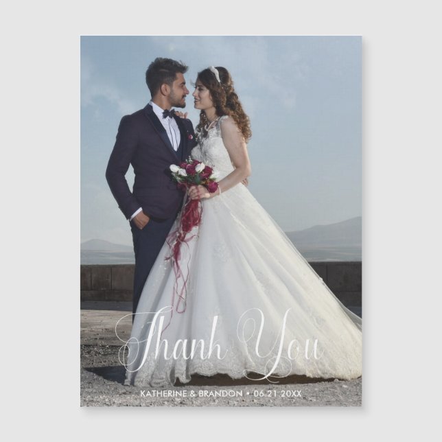Carte magnétique simple Mariage Photo Merci (Devant)