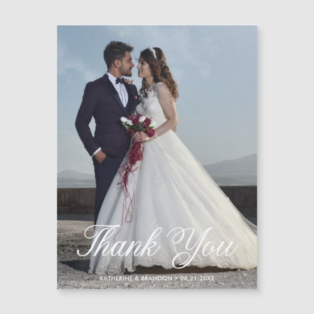 Carte magnétique simple Mariage Photo Merci (Devant)