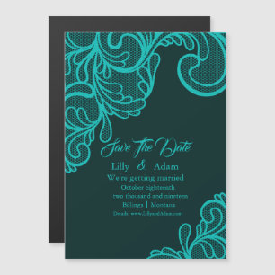 Carte magnétique Turquoise Vintage Lace Save The D