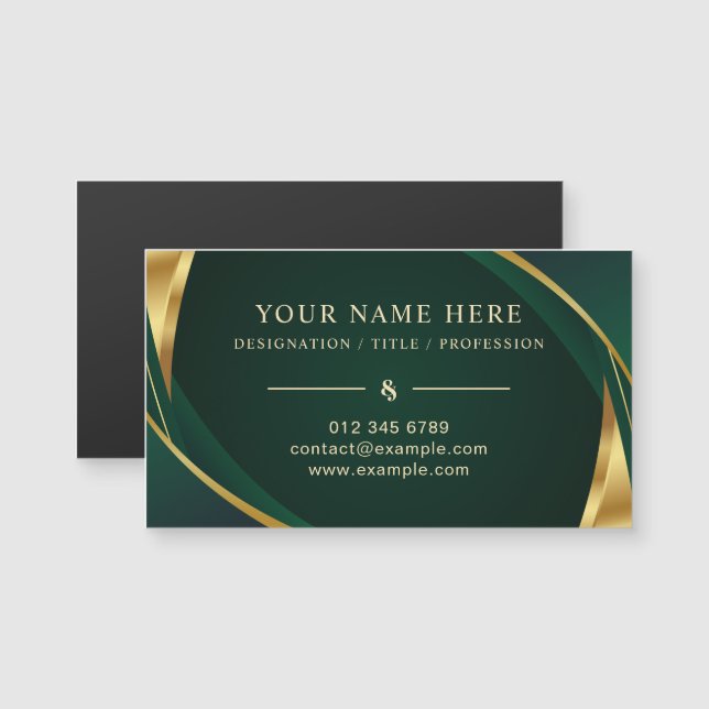 Carte magnétique verte et or pour les informations (Devant / Derrière)