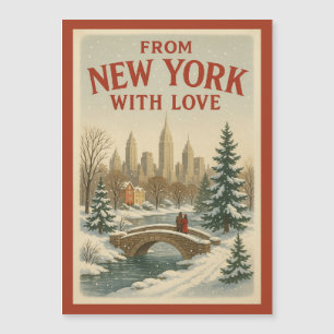 Carte magnétique vintage de New York avec amour