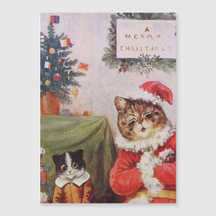 Carte magnétique vintage de Noël de Louis Wain ave