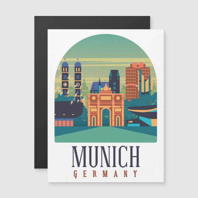 Carte magnétique Vintage voyage Munich Allemagne (Devant / Derrière)