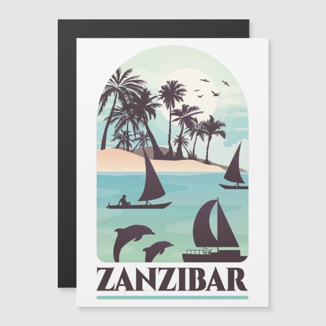 Carte magnétique Vintage Zanzibar Afrique (Devant / Derrière)