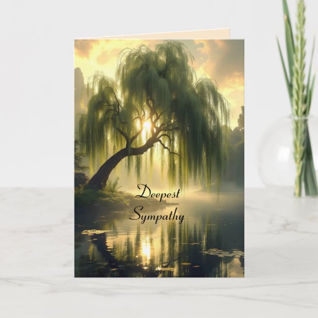 Carte Magnificent weeping willow by a pond, sympathy (Devant)