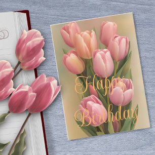 Carte Magnifique bouquet de tulipes roses d'hiver pour a
