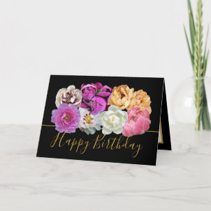 Carte Magnifique bouquet floral de pivoines multicolores
