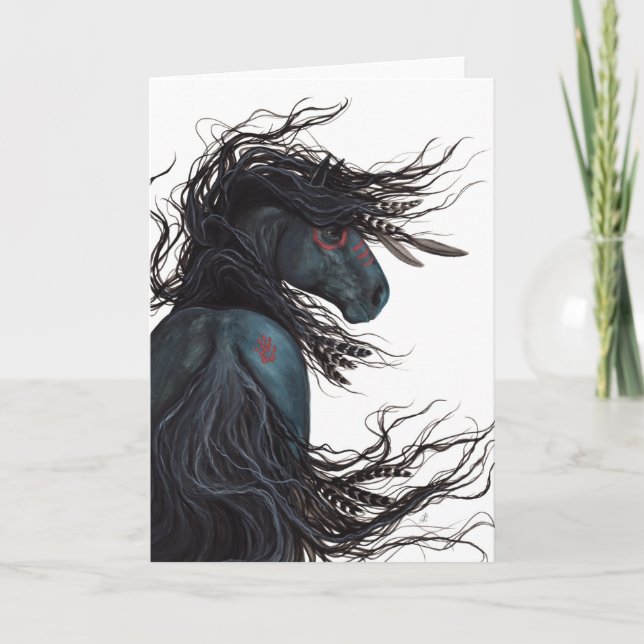 Carte Magnifique Cheval Frison Art par BiHrLe (Devant)