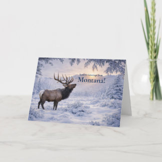 Carte Magnifique élan de Noël dans la neige du Montana