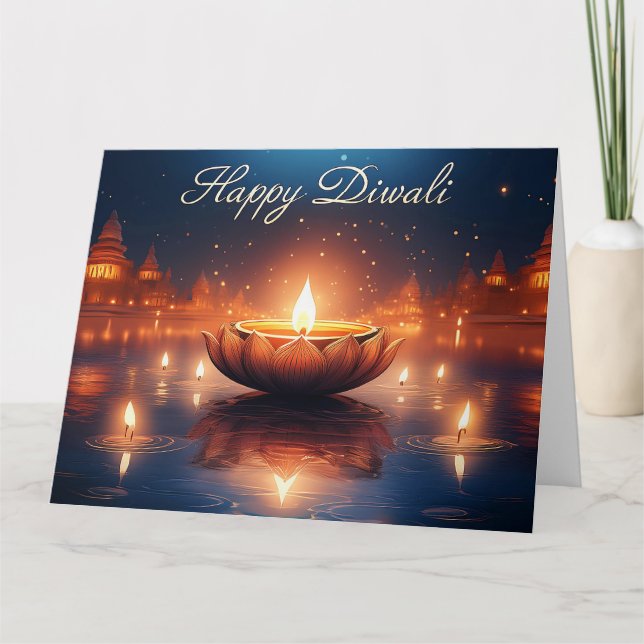 Carte Magnifique fête des lumières Diya Joyeux Diwali (Devant)