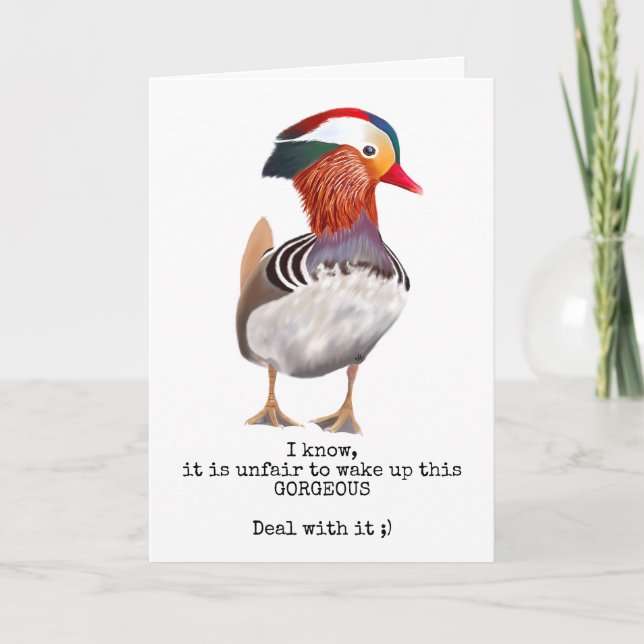 Carte Magnifique Mandarin Duck Funny Devoir Avec (Devant)