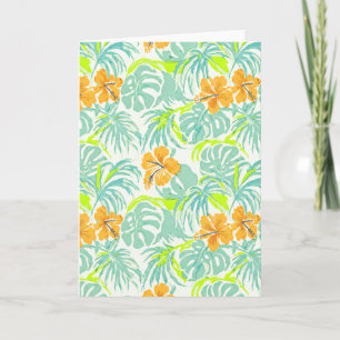 Carte Magnifique motif vintage d'hibiscus des îles hawaï