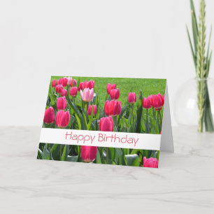 Carte magnifique printemps rose tulipe fleurs heureux an