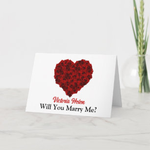 Carte Magnifique Red Rose Heart Will You Marry Me Card