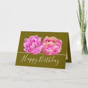 Carte Magnifique Tulipe rose Joli Bouquet floral Anniver