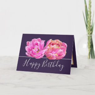 Carte Magnifique Tulipe rose Joli Bouquet floral Anniver