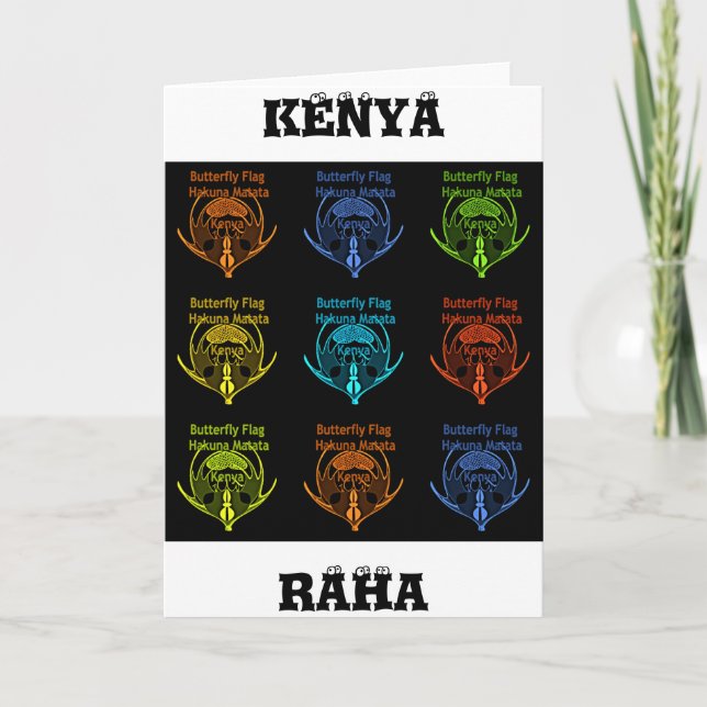 Carte Magnifique typographie du drapeau papillon kenyan (Devant)