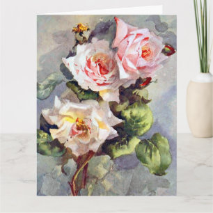 Carte Magnifiques Roses Roses Peinture Aquarelle 