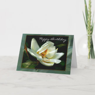 Carte Magnolia blanche avec bordure verte