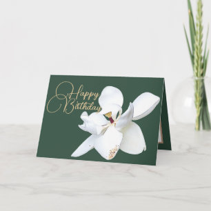 Carte Magnolia Fleur Blanche Florale Élégante Anniversai