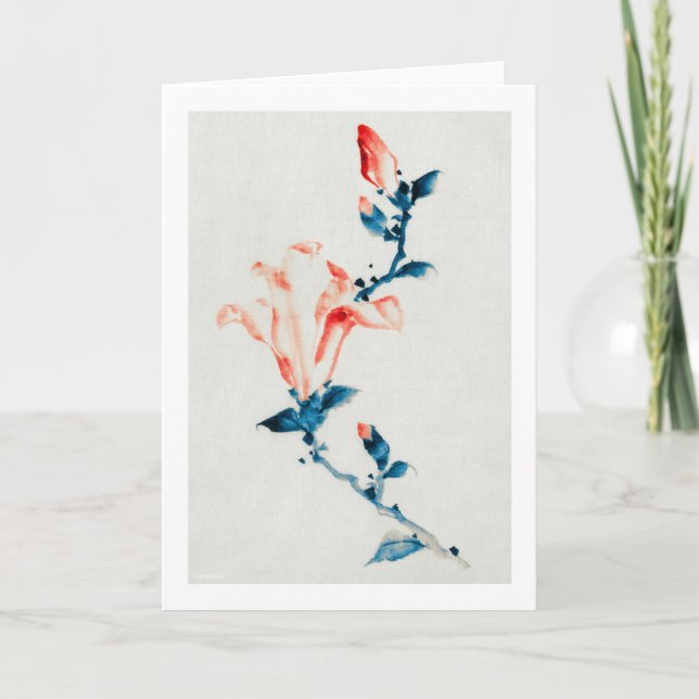 Carte Magnolia rose, Hokusai, Ukiyo-e (Devant)