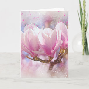 Carte Magnolia rose-pourpre en floraison - Fleur de prin