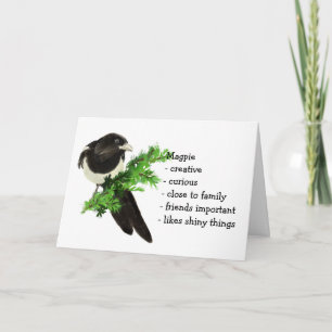 Carte Magpie Totem, Animal Guide Funny Birthday