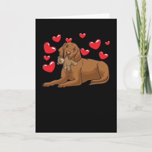Carte Magyar Vizsla Chien avec animal en peluche et les  (Devant)