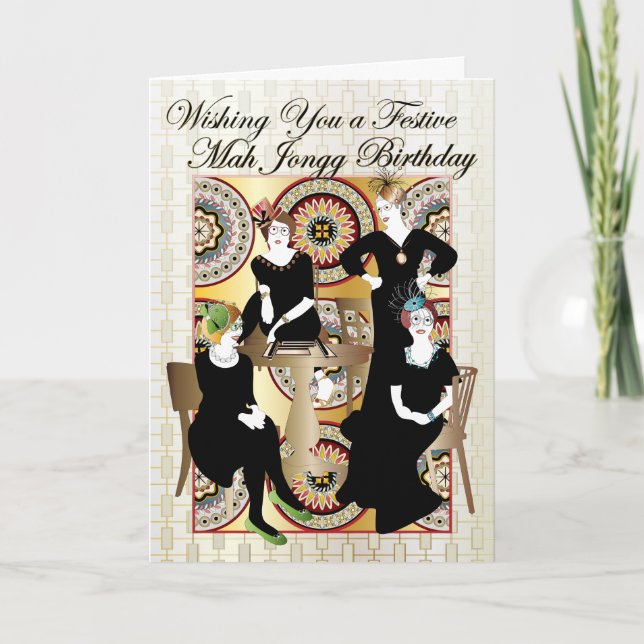 Carte Mah Jongg Festive Anniversaire (Devant)