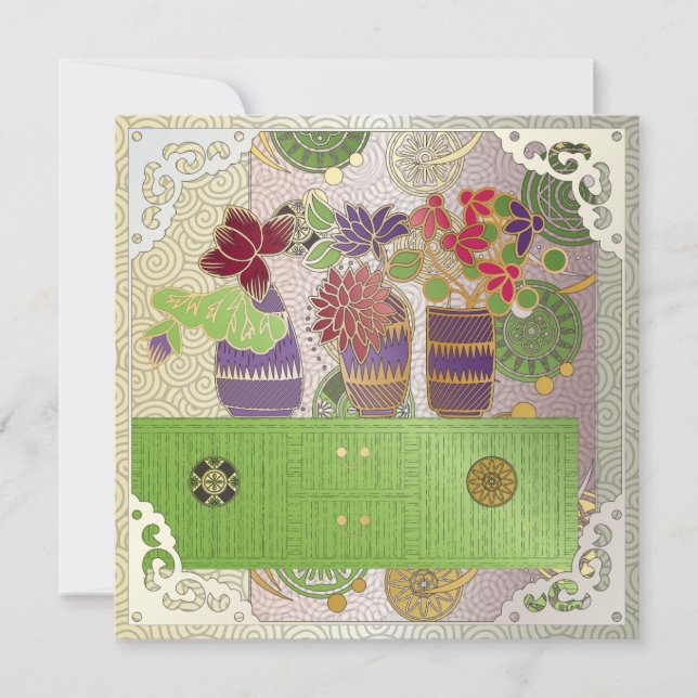 Carte Mah Jongg Green Table Flat (Devant)