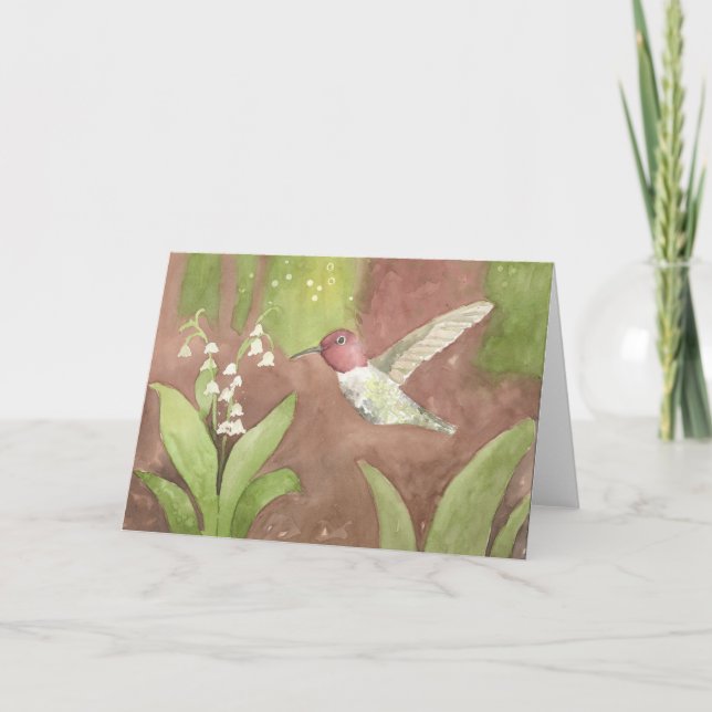 Carte Mai ; Lys de la Vallée & Colibri ; Salutation  (Devant)