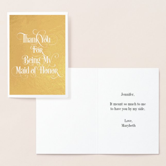 Carte Maid Of Honor Merci Gold Foil Card (Affichage)